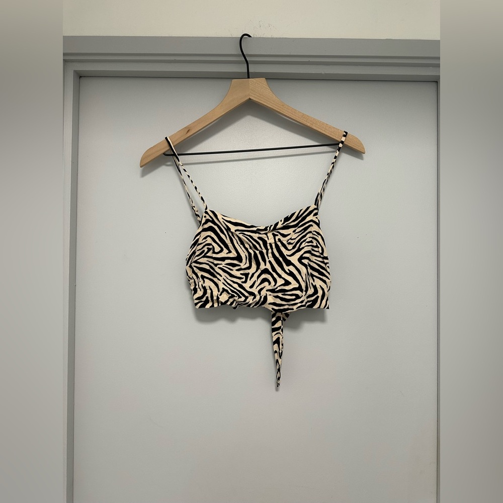 Forever21 Zebra Print Back tie Crop Top